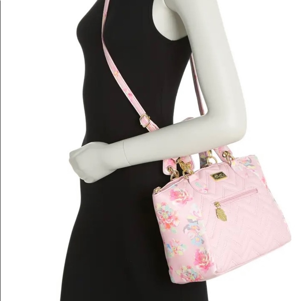 (SOLD)Betsey Johnson crossbody pink floral crescent shape - Picture 9 of 9